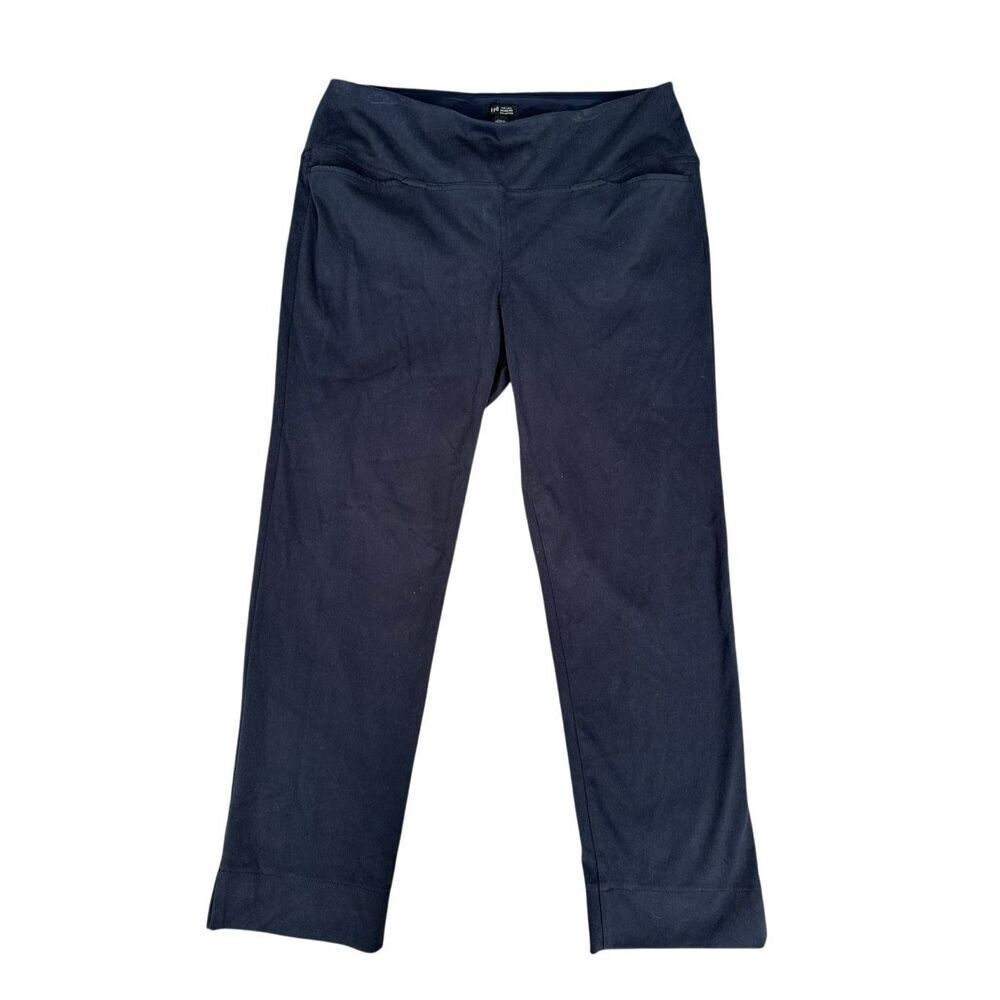 J. Jill Wearever Straight Leg Ponte Faux Denim Slit Ankle Pant Pull on Comfort L